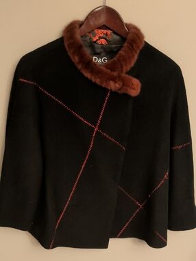D&G | Kimono Swing Coat With Mink Trim - Sz S/M
